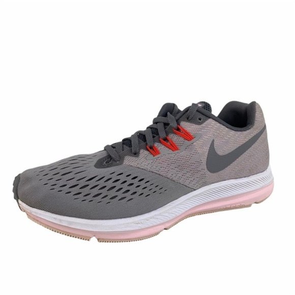 Nike Zoom Winflo 4 Pink Grey Sneaker Lace Up - Picture 1 of 9